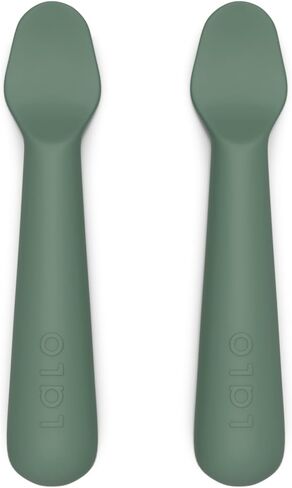 Lalo Little Spoon Set - 2 Piece Baby Spoons Set for Infants & Babies - Made From Food Grade Silicone Dishwasher Safe - Baby Feeding Essentials for Early Stage Mealtime - Blueberry in Saudi Arabia