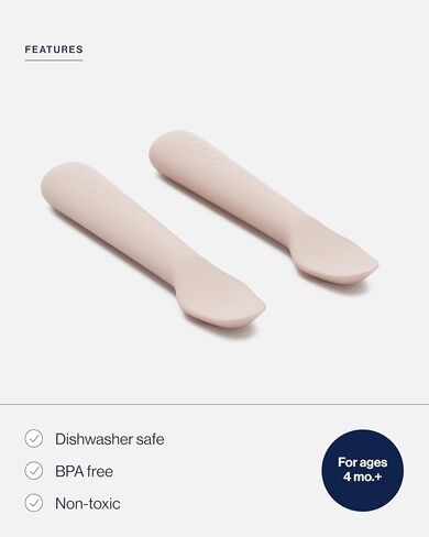Lalo Little Spoon Set - 2 Piece Baby Spoons Set for Infants & Babies - Made From Food Grade Silicone Dishwasher Safe - Baby Feeding Essentials for Early Stage Mealtime - Blueberry in Saudi Arabia