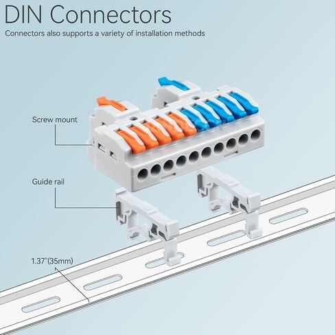 6pcs DIN Rail Terminal Blocks, DIY Splicing Wire Connectors for Circuit Inline 18-12AWG (2 in 10 Out) in Kuwait