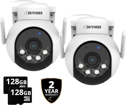 كاميرا مراقبة خارجية من Defender AI تعمل بتقنية 4K Everwatch PTZ، كشف ذكي للإنسان، الردع الإجرامي، واي فاي 6/بلوتوث، رؤية ليلية ملونة، مع بطاقة SD سعة 32 جيجابايت in Saudi Arabia