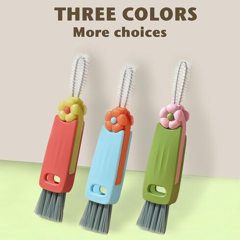 3 in 1 Cup Lid Cleaning Brush，Cup Lid Cleaning Brush Set, Cup lid Cleaning Brush, Cup Mouth Scrubber for Bottle Tight Spaces Cup and Sealed Food Storage containers with lids（Pink and Blue. in Saudi Arabia