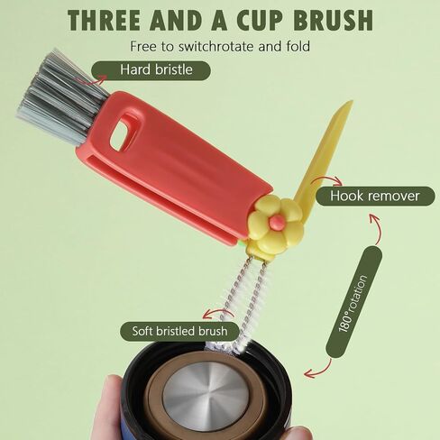 3 in 1 Cup Lid Cleaning Brush，Cup Lid Cleaning Brush Set, Cup lid Cleaning Brush, Cup Mouth Scrubber for Bottle Tight Spaces Cup and Sealed Food Storage containers with lids（Pink and Blue. in Saudi Arabia