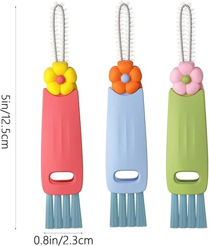 3 in 1 Cup Lid Cleaning Brush，Cup Lid Cleaning Brush Set, Cup lid Cleaning Brush, Cup Mouth Scrubber for Bottle Tight Spaces Cup and Sealed Food Storage containers with lids（Pink and Blue. in Saudi Arabia