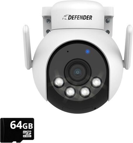 Defender AI Powered 4K Everwatch PTZ Plug-in Security Camera Outdoor, Smart Human Detection, Criminal Deterrence, WiFi 6/Bluetooth, Color Night Vision, with 32GB SD Card & 2 Year Warranty in Saudi Arabia