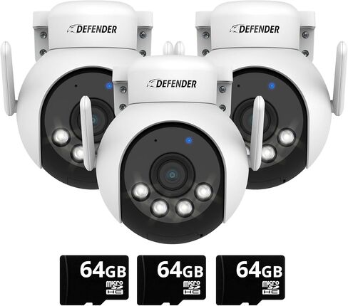 Defender AI Powered 4K Everwatch PTZ Plug-in Security Camera Outdoor, Smart Human Detection, Criminal Deterrence, WiFi 6/Bluetooth, Color Night Vision, with 32GB SD Card & 2 Year Warranty in Saudi Arabia