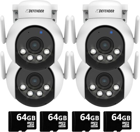 Defender AI Powered 4K Everwatch PTZ Plug-in Security Camera Outdoor, Smart Human Detection, Criminal Deterrence, WiFi 6/Bluetooth, Color Night Vision, with 32GB SD Card & 2 Year Warranty in Saudi Arabia