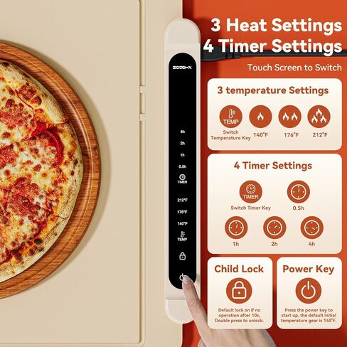 Food Warming Mat Electric Tray: Adjustable Silicone Heating Pad with 3 Temperature Settings 4 Timer Function Portable Roll Up Hot Plate for Buffets Party Gatherings Kitchen Warmer Countertop Holiday in Saudi Arabia
