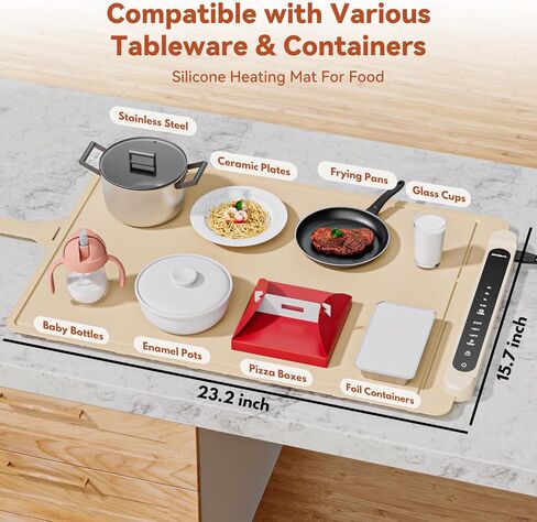 Food Warming Mat Electric Tray: Adjustable Silicone Heating Pad with 3 Temperature Settings 4 Timer Function Portable Roll Up Hot Plate for Buffets Party Gatherings Kitchen Warmer Countertop Holiday in Saudi Arabia