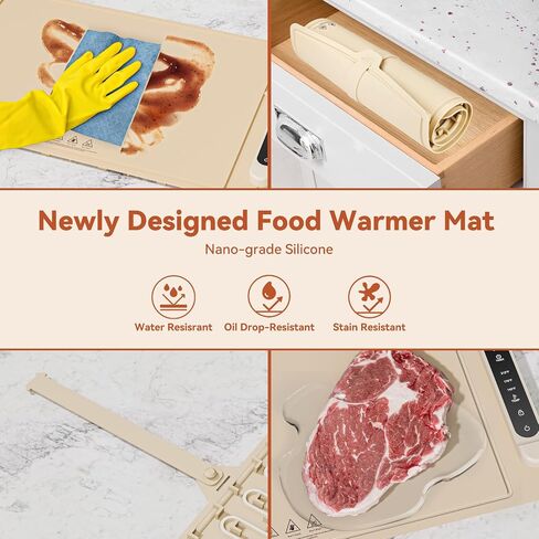 Food Warming Mat Electric Tray: Adjustable Silicone Heating Pad with 3 Temperature Settings 4 Timer Function Portable Roll Up Hot Plate for Buffets Party Gatherings Kitchen Warmer Countertop Holiday in Saudi Arabia