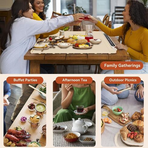 Food Warming Mat Electric Tray: Adjustable Silicone Heating Pad with 3 Temperature Settings 4 Timer Function Portable Roll Up Hot Plate for Buffets Party Gatherings Kitchen Warmer Countertop Holiday in Saudi Arabia