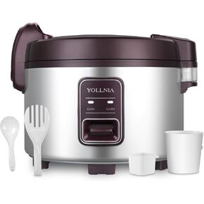 Commercial Large Rice Cooker & food warmer | 13.8QT/65 Cups cooked rice | 1350W Multi-function electric sushi rice cooker | LED Display | Timer Setting | Smart preset from 30 min-24 Hrs