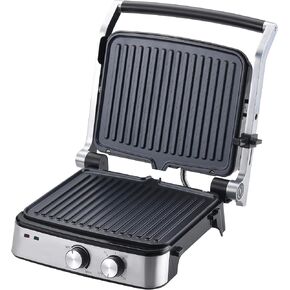 Vivicreate 5 in 1 Contact Grill, Stainless Steel Panini Press and Sandwich Maker, Nonstick Double Sided Grill and Griddle Plate, Electric Grill