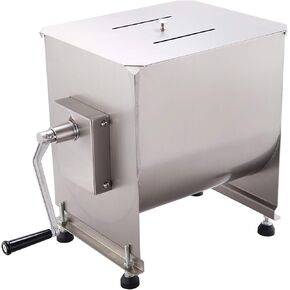 CMI Commercial Stainless Steel Manual Meat Mixers with lid,20Lb/10L Tank,(Mixing Maximum 15-Pound for Meat),Sausage Mixer Machine Meat Processing Equipment (15Lb/10L-Fixed Tank(Gear))