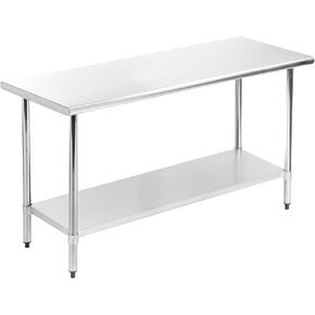 Stainless Steel Table for Prep & Work 24 x 60 Inches, Commercial Heavy Duty Table with Undershelf and Adjustable Legs Food Prep Worktable for Restaurant, Kitchen