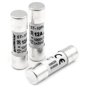 Baomain Solar PV Fuse, gPV Type Fuse Link PV-30 10 X 38 mm,12A 1000V DC,33kA, CE Listed Pack of 10