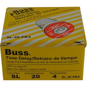 Bussmann SL-20PK4 20 Amp Time Delay Loaded Link Rejection Base Plug Fuse, 125V UL Listed, 4-Pack in Kuwait