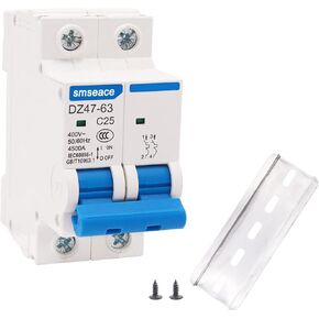 smseace Miniature Circuit Breaker Low Voltage AC 32A 400V,2 Poles AC Disconnect Switch C32 DIN Rail Mount Used to Protect Circuit Equipment
