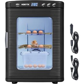 RYFT Incubators for Hatching Eggs, 25L Portable Reptile Scientific Lab Incubator with 5°C-60°C, 12V/110V Heating and Cooling for Small Reptiles (Black)