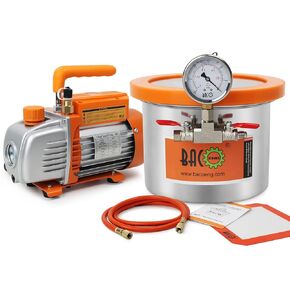 BACOENG 5 Gallon 4.5 CFM Tempered Glass Lid Vacuum Chamber with Pump, Degassing Chamber Kit for Stabilizing Wood, Degassing Silicones and Epoxies
