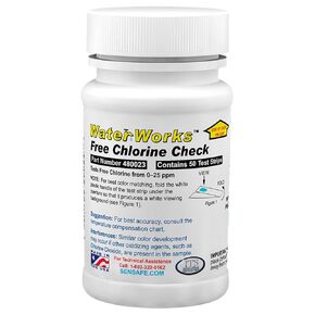 Industrial Test Systems WaterWorks 480023 Free Chlorine Test Strip, 5 Second Test Time, 0-25ppm Range (Pack of 50)
