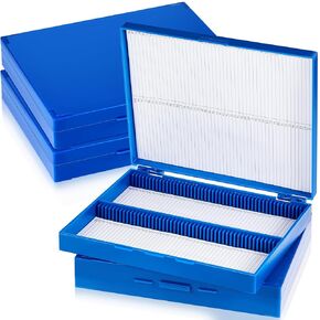 4 Pcs Plastic Slide Storage Box Microscope Slide Holder for 25mm × 75mm Microscope Slide, Holds 100 Slides