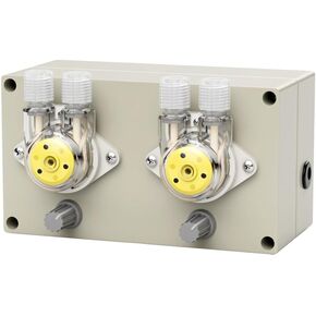 Double head peristaltic pump 12V DC with separate pump head control Kamoer NP02-KFS low flow rate 15-90ml/min adjustable speed liquid dosing pump for lab analytical with power adapter