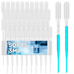 Disposable Pipettes Dropper 50pcs - 3ml Plastic Pipettes Droppers Pippettes Pippets Water Dropper Mini Transfer Pipettes Droppers for Ersessential Oils Pipets Small Measuring Liquid Dropper