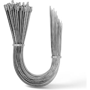 304 Stainless Steel Zip Ties-Heavy Duty Metal Wire Ties, 18 inch, 250PCS, Multi-Purpose Self-Locking Cable Ties for Outdoor & Workshop Use
