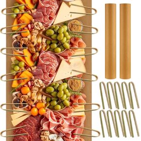 Totally 18 Inch x 200 Feet Charcuterie Butcher Paper for Table with 20 Bamboo Tongs Kraft Charcuterie Table Runner Charcuterie Board Paper Brown Gift Wrapping Paper for Party Wedding Dining