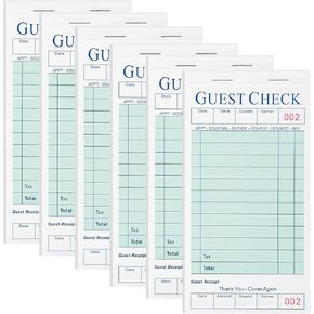 XKDOUS 6 Pack Server Books, Server Note Pads, Guest Check Books for Servers, Waitress Notepads for Restaurants, 300 Orders Total
