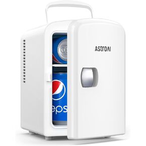 AstroAI Mini Fridge, 4 Liter/6 Can AC/DC Portable Thermoelectric Cooler Refrigerators for Skincare, Beverage, Food, Home, Office and Car, ETL Listed (Pink)