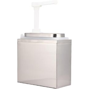 Kitchen Sauce Dispenser Large Capacity Stainless Steel Condiment Pump Station Sauce Dispensing Tool for Home Restaurant Hotel Use (2L with base)