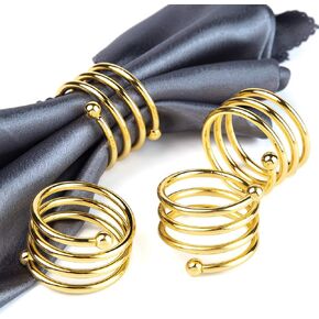 6Pcs Gold Napkin Rings Round Napkin Ring Set of 6 Napkin Holders for Cloth Napkins for Wedding, Thanksgiving, Fall Party, Valentines Day, Easter Table Decor.