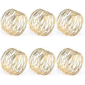 Accmor Napkin Rings, Metal Gold Round Napkin Rings Buckles for Table Decorations, Wedding, Dinner, Party, Set of 6