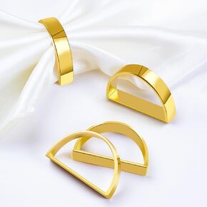 Gold Napkin Rings Set of 12, Semicircle Metal Gold Napkin Holder Buckles, Fall Thanksgiving Christmas Napkin Rings, Napkin Rings for Dinner Table Decor, Wedding, Banquet, Party, Easter