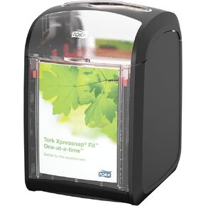Tork Xpressnap Fit Tabletop Napkin Dispenser Black N14, Signature Range, One-at-a-time Dispensing, 6.7" x 4.4" x 5.6", 7232001