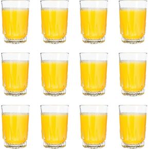 Vikko SMALL Juice Glasses, Heavy Base Glassware, 5 Ounce Clear Glass Tumbler, Cup for Drinking Orange Juice, Water, Kids Glass Drinking Glasses for Tasting, 5 oz Juice Glass, Set of 12