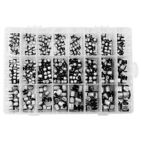 400 PCS 24 Values Aluminum electrolytic capacitors kit, SMD Capacitor Kit with Storage Box Industrial Electrical Capacitors for TV LCD Monitor Game 1uF - 1000uF