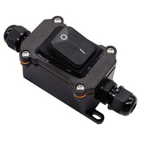 IP67 Waterproof Inline Cord Switch 12V DC 20A DPST 4Pin 2 Position On Off Outdoor Toggle Switch with Red Light Rocker Button,Two-Side Entry & Exit Line
