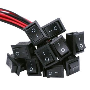 TWTADE 10Pcs Rocker Switch ON/Off SPST 2Pin Latching Toggle Switch Snap Round with Pre-Wired 6A/250V 10A/125V AC for Boat,Car etc.KCD1-X-Y