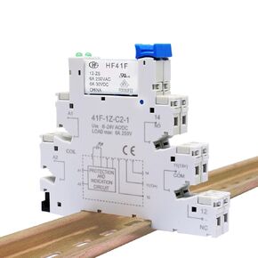 (10Pcs)12V Relay Din Rail;Silm;DC 12V;HF41F/12-ZS 5 Pin 1NO 1NC 6A SPDT with LED Indicator with Socket Base;Load Max 6A 250VAC;