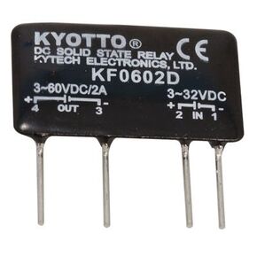 KF0602D DC-to-DC Solid State Relay, 32 Volt, DC Input, 2 Amp, 4-Pin, 1.4"L x 0.3"W x 0.9"H