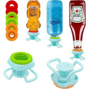 4-Pack Bottle Emptying Cap Kit with 3 Sizes-Reusable|Leak-Proof,Flip Bottle Emptying Kit|Flip Caps for Bottles|Upside Down Bottle Dispenser Cap|Flip Top|Fit Most Bottles - Easy,Zero Waste,Money Saver