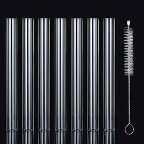 7 Pcs Borosilicate Glass Tube 12mm OD 2mm Thick Glass Blowing Tubes with Cleaning Brush (4.5 Inch)