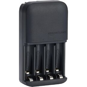 Amazon Basics Rechargeable AA NiMh Batteries with 8-Bay Battery Charger, USB-C Port, No AC Power Adapter, 8 Count (Pack of 1), Black