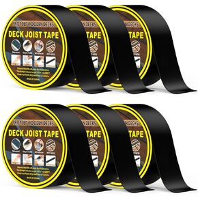 Joist Tape for Decking 2'' X 50', 6 Rolls Weather Resistance Butyl Tape, Waterproof and Anti-Corrosion, Self-Adhesive for Wood Joists Decks Beams Roof Extend Deck Life