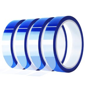 4 Rolls 20mm x33m(108ft) Blue Heat Tape High Temperature Heat Resistant Tape Heat Transfer Tape for Heat Sublimation Press Vinyl,No Residue