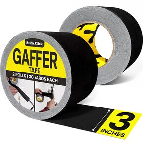 Gaffers Tape - 2 Inch x 30 Yards - 2 Roll Pack Black Gaffer Tape - Gaff Tape - Non-Reflective, Easy Tear, Water Resistant, No Residue Cable Tape - Floor Tape for Electrical Cords - Black Tape