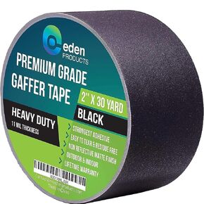 EdenProducts Professional Grade Gaffers Tape 2 Inch x 90 Feet, Floor Tape for Electrical Cords, Black Gaffer Tape for Cables & Carpet, No Residue Multipurpose Non-Reflective Matte Finish Gaff Tape