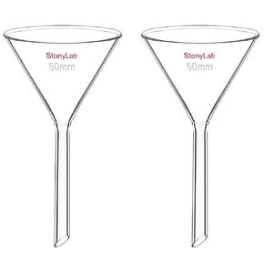 StonyLab 2-Pack Glass Heavy Wall Funnel Borosilicate Glass Funnel, Short Stem 120mm Diameter, 120mm Stem Length